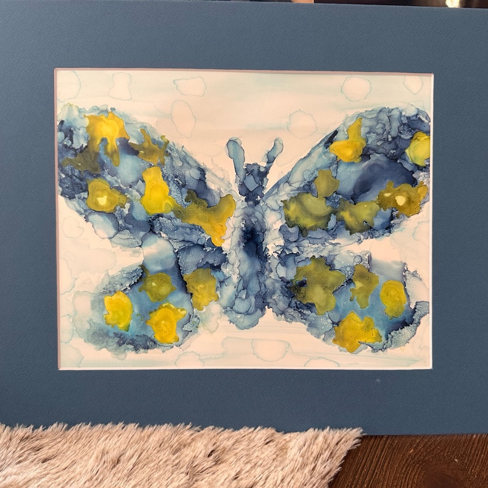 Hand crafted one of a kind abstract butterfly wall decor alcohol ink painting - Picture 7 of 7